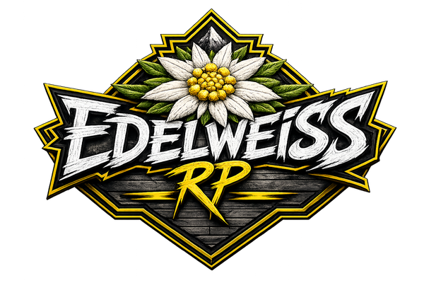 EdelweissRP Logo – GTA V RP Server auf FiveM mit Edelweiss-Blüte